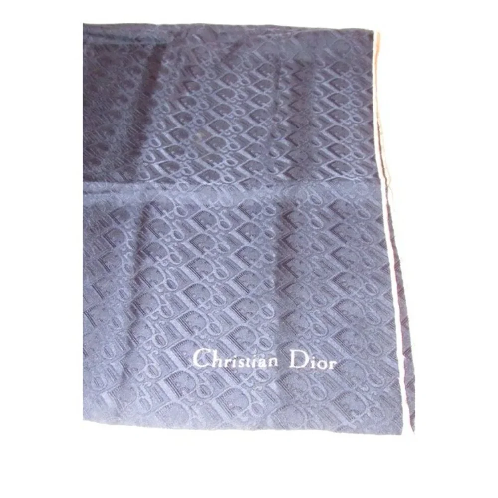 Dior Navy Oblique Trotter Print Logo Scarf Wrap